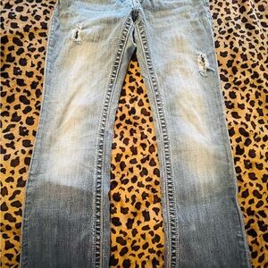 Miss Me Light Blue Distressed Straight Leg Jeans
